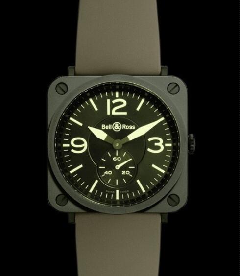 Bell & Ross Replica Watch BR S Military Ceramic AVIATION BRS-CERAM-MIL/SRB Matte Kaki Ceramic - Rubber Strap