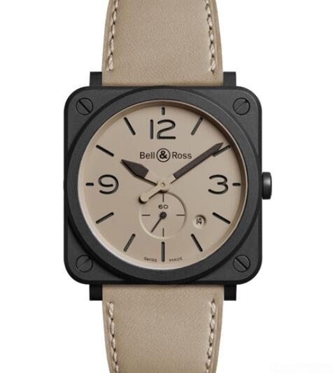 Bell & Ross Replica Watch AVIATION BR S Desert Type BRS-DESERT-CEM Ceramic - Leather Strap