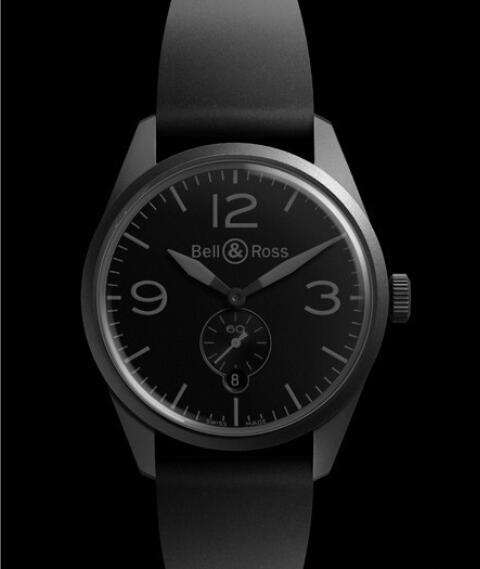 Bell & Ross VINTAGE Replica Watch BR 123 Phantom BRV123-PHANTOM Black PVD Steel - Rubber Strap