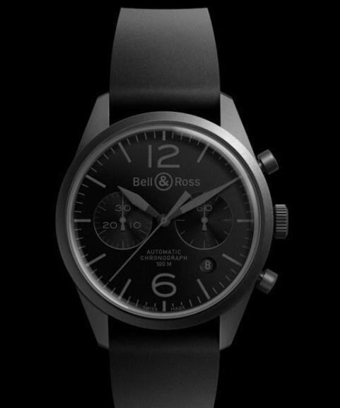 Bell & Ross VINTAGE Replica Watch BR 126 Phantom BRV126-PHANTOM Black PVD Steel - Rubber Strap