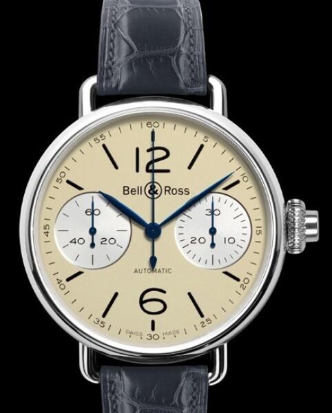 Bell & Ross VINTAGE Replica Watch WW1 Chronographe Monopoussoir Ivory BRWW1-MONO-IVO/SCR Steel - Aligator Bracelet