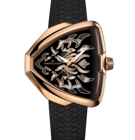 Hamilton Ventura Elvis80 Skeleton Dragon Rose Gold Replica Watch H24525332