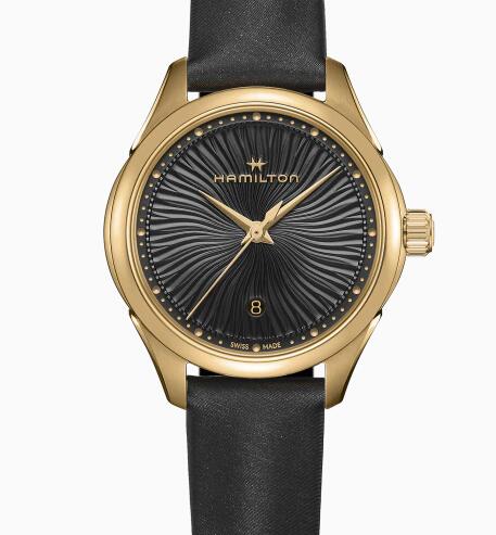 Hamilton Jazzmaster Lady Quartz Black dial Black satin strap H32201430 Replica Watch