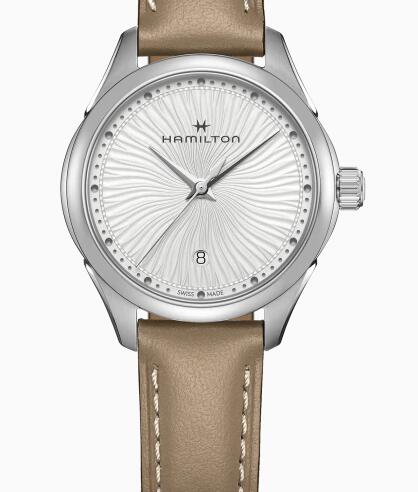 Hamilton Jazzmaster Lady Quartz silver dial Beige leather strap H32231810 Replica Watch