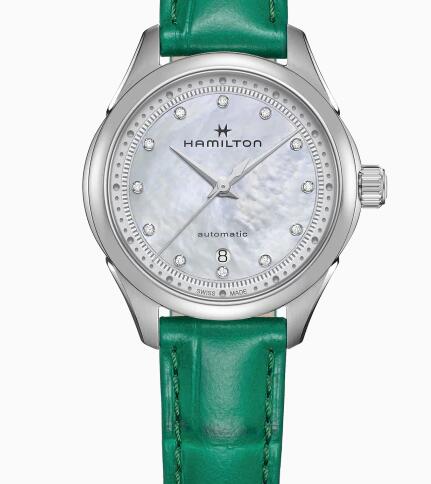 Hamilton Jazzmaster Lady Auto silver dial green strap H32275890 Replica Watch