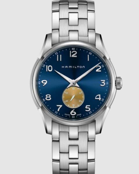 Hamilton Jazzmaster Thinline Small Second Quartz quadrante blu Copy Watch AAA H38411140