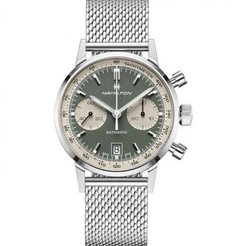 Replica Hamilton Intra-Matic 68 Auto Chrono Stainless Steel / Green / Mesh Watch H38416160