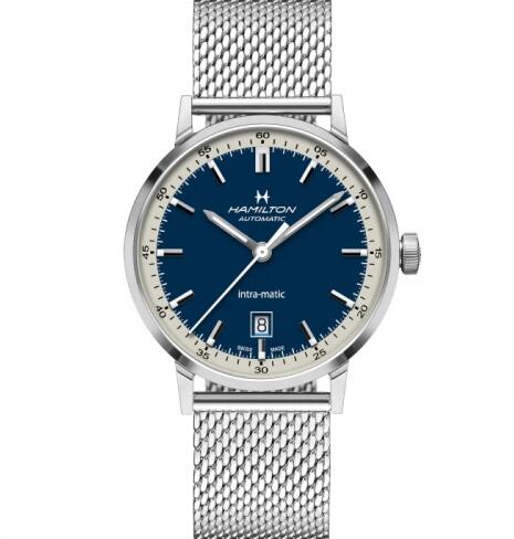 Replica Hamilton Intra-Matic 40 Stainless Steel / Blue / Mesh Watch H38425140