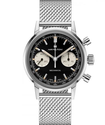 Replica Hamilton Intra-Matic Chronograph H Stainless Steel / Black / Mesh Watch H38429130