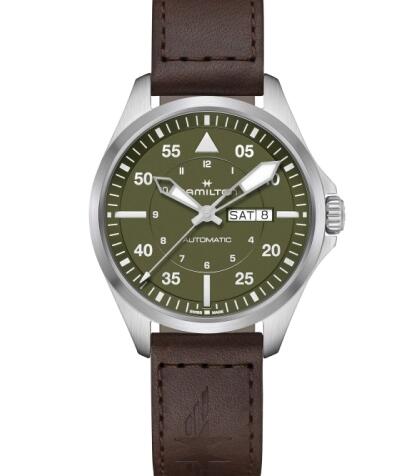 Hamilton Khaki Aviation Pilot Day Date Auto 42 Stainless Steel Green Replica Watch H64635560