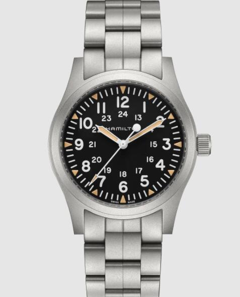 Hamilton Khaki Field Mechanical Black dial stainless steel bracelet Copy Watch AAA H69529133