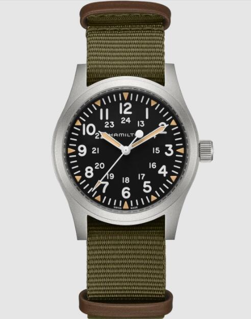 Hamilton Khaki Field Mechanical Black dial Green Nato strap Copy Watch AAA H69529933