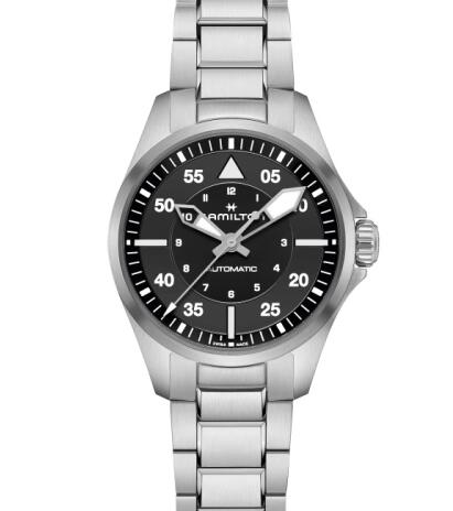Hamilton Khaki Aviation Pilot Day Date Auto 36 Stainless Steel Black Bracelet Replica Watch H76215130