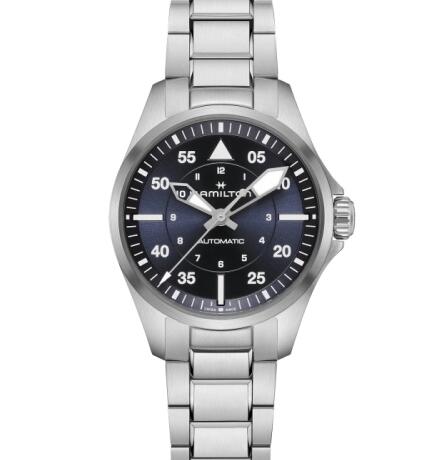 Hamilton Khaki Aviation Pilot Day Date Auto 36 Stainless Steel Blue Bracelet Replica Watch H76215140