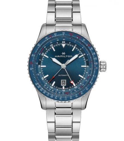 Hamilton Khaki Aviation Converter Auto GMT Stainless Steel Blue Bracelet Replica Watch H76715140
