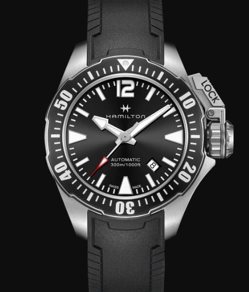 Hamilton Khaki Navy Review Automatic Watch Frogman Black Dial Replica H77605335