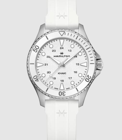 Hamilton Khaki Navy Scuba Quartz White dial White rubber strap Copy Watch AAA H82221310
