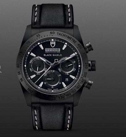 Tudor Fastrider Black Shield Ceramic Black Leather Replica Watch 42000CN-0017