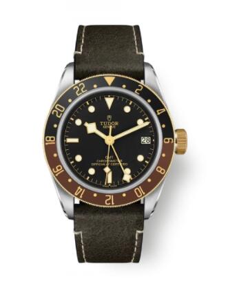 Tudor Black Bay GMT S&G Black Leather Replica Watch 79833MN-0003