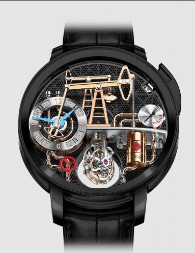 Jacob and Co Oil Pump Automaton Tourbillon Black Replica Watch OI100.21.AA.AA.A