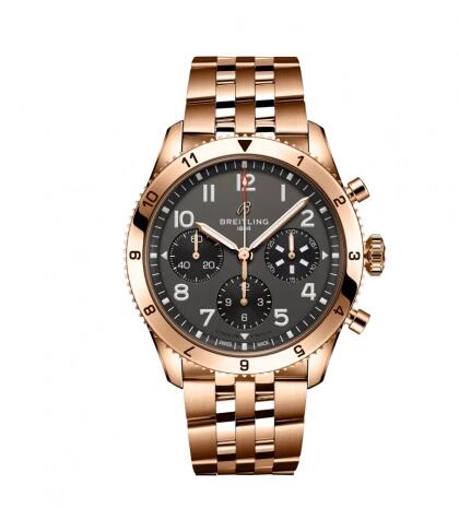 Breitling Classic AVI Chronograph P-51 Mustang Red Gold Bracelet Replica Watch R233801A1B1R1