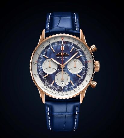 Breitling Navitimer B01 Chronograph 41 Red Gold Blue MOP S&S Hanoi Replica Watch RB01392A1C1P1