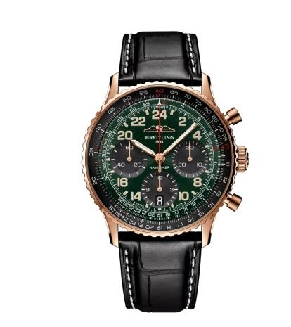Breitling Navitimer B12 Chronograph 41 Cosmonaute Red Gold Green Replica Watch RB12302A1L1P1
