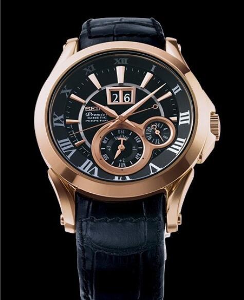 Seiko Watch Replica Kinetic Perpétuel Premier SNP036 Steel - Rose-gold tone hard coating