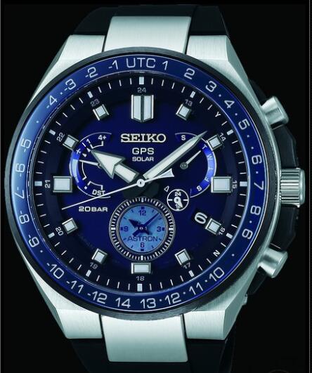 Seiko Watch Seiko Astron SSE167 Titanium - Blue Dial - Silicone Strap
