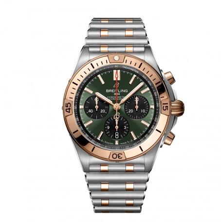 Breitling Chronomat B01 42 Stainless Steel Red Gold Green Korea Replica Watch UB01342A1L1U1