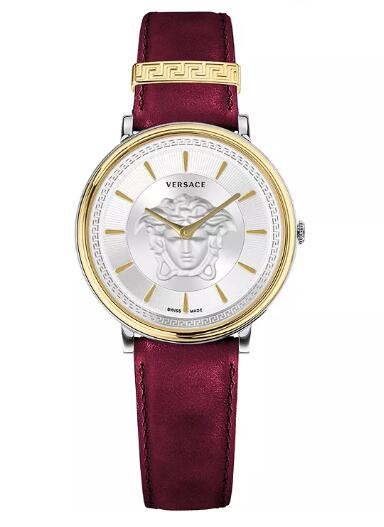 Replica Versace Women's Swiss V-Circle Red Leather Strap Watch 38mm