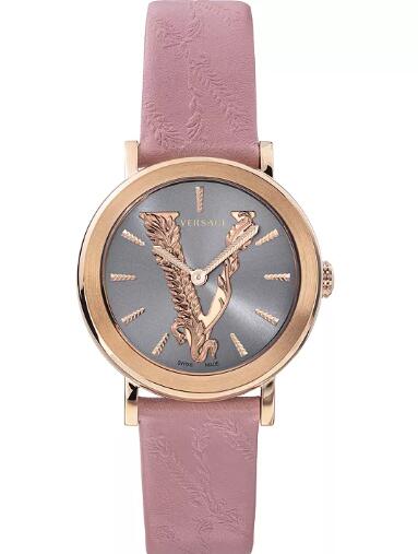 Replica Versace Women's Swiss Virtus Pink Leather Strap Watch 36mm