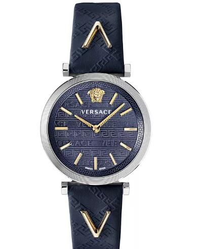 Replica Versace Women's Swiss V-Twist Blue Leather Strap Watch 36mm