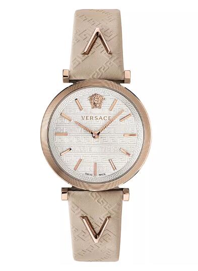 Replica Versace Women's Swiss V-Twist Ivory Leather Strap Watch 36mm