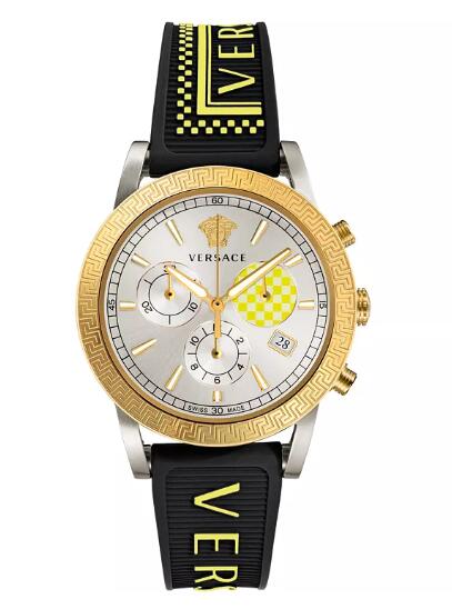 Replica Versace Men's Swiss Chronograph Sport Tech Black Silicone Strap Watch 40mm