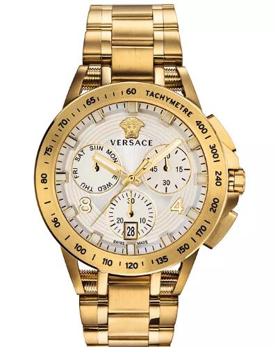 Versace Men's Swiss Chronograph Sport Tech Gold Ion-Plated Stainless Steel Bracelet Watch 45mm